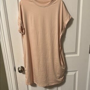Tan Oversized Boxy Short Sleeve T-Shirt Dress